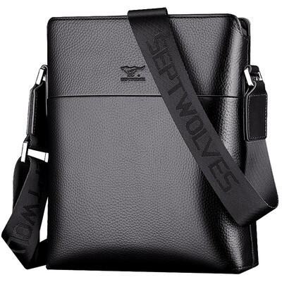 

Seven wolves mens bag shoulder bag business casual mens Messenger bag 1A4964114-02 brown large