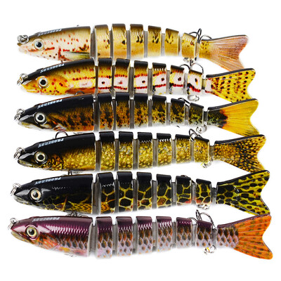 

1pc 8 Sections Fishing Lures 12.5cm-5"/0.664oz-18.83g Swimbait Fishing bait 6# Black Hook Fishing Tackle