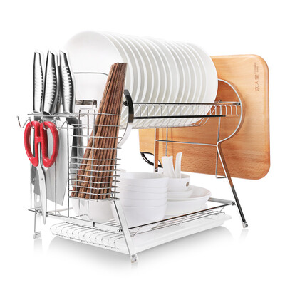 

Kitchen big Wong kitchen racks double store shelf stainless steel sink drain rack dry dishes dishes shelf chopsticks tube knife rack hanging board