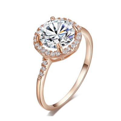 

Yoursfs Modern Clear Crystal Halo Ring for Women Gold Plated Wedding Ring with Stone Fashion Jewelry Gift