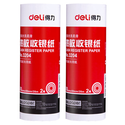 

Deli deli 80mm58mm thermal cash register paper cash register printing paper supermarket ticket printing paper 28 meters volume 2 volume 3204