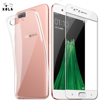 

Shell film set] KOLA OPPO R11 transparent mobile phone case protective cover full-screen coverage of mobile phone film protective film for OPPOR11 white