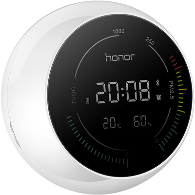 

Glory siege wizard high sensitivity air monitoring PM2.5 real-time monitoring air radar intelligent management Bluetooth connection alarm clock home wild temperature and humidity sensor Ai100 ice crystal white