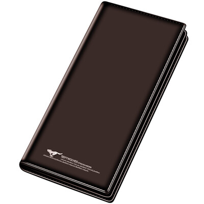 

Seven wolves wallet mens long casual fashion multi-function bag business casual two fold top layer leather wallet 3A10239-1 black