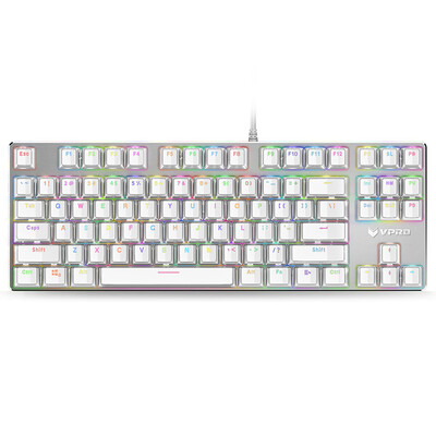 

Лей Бай (Rapoo) V500RGB льда Symphony Версия 87 клавиша подсветки игры игровой клавиатуры механическая клавиатура с подсветкой клавиатуры клавиатуры компьютера белый ноутбук клавиатура черный вал