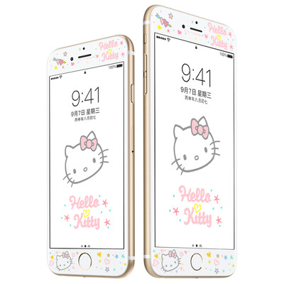 

Hello Kitty Apple iPhone6s / 6 tempered film full coverage cartoon cell phone protection film 3D soft edge shatterproof color film heart phase