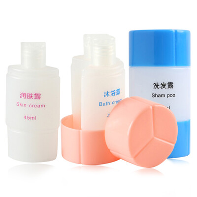 

Beauty skin travel sub-bottle three-in-one empty bottle set 45ml two (black + purple) MF5048 make-up bottle shampoo shower gel wash bag admission