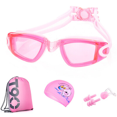 

Youyou children goggles men&women youth swimming goggles suit cap comfortable&soft for children 6338 plating pink