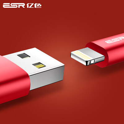 

(ESR) Яблочный кабель для зарядки кабеля USB usb iphone6 ​​/ 6s / 7/8 Plus / X / 10 / SE / 5s / iPad Air / mini woven 1.5m-gem red