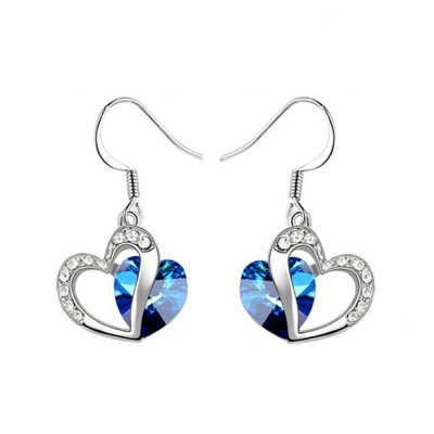 

Yoursfs@ Beautiful and Elegant Crystal Double Heart Earrings18k White Gold Plated