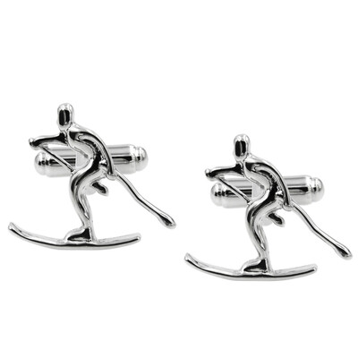 

Yoursfs@ Unique Fashion White Steel Plated Ski Luxurious Tuxedo Shirts Cufflinks for Wedding /Business
