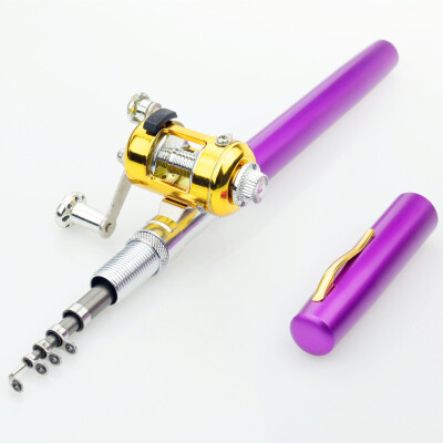

Portable Pocket Telescopic Mini Fishing Pole Aluminum Alloy Pen Shape Fishing Rod With Reel Wheel