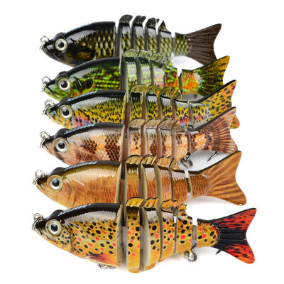 

1PC New 6 Sections Fishing Lure 9cm/3.8"-0.38oz/10.68g Swimbait Fishing bait 6# Black Hook Fishing Tackle