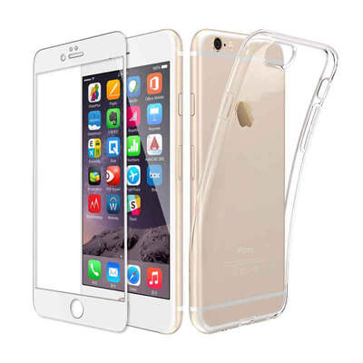 

Корпус мобильного телефона ESCASE iPhone8 / 7 Корпус для iPhone Apple iPhone с прозрачной мягкой оболочкой + полноэкранная белая закаленная стеклянная пленка 4,7-дюймовая оболочка оболочки