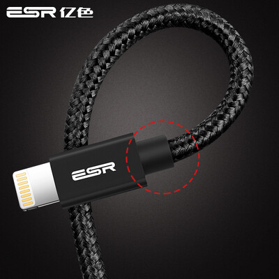

(ESR) Яблочный кабель для зарядки кабеля USB usb iphone6 ​​/ 6s / 7/8 Plus / X / 10 / SE / 5s / iPad Air / mini woven 1.5m-matte black
