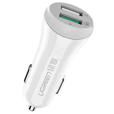 

Green Alliance QC3.0 Автомобильное зарядное устройство 5V2.4A Dual USB Fast Charge Зарядка головного прикуривателя Заправка автомобиля двумя башнями Micromine Antan Apple Мобильный телефон Flat Panel Universal 40310 Белый