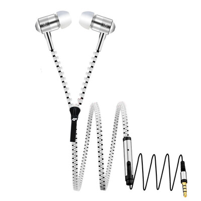 

S3 Zipper Earphone in-Ear Metal Bass MP3 Music 3.5mm with Microphone Stereo Cellphone Earpieces for Smart Phone