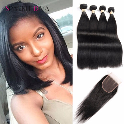 

Top Selling Brazilian Virgin Hair With Closure 4Bundles With Closure Brazilian Straight Hair With Closure Cheap Human Hair Weave