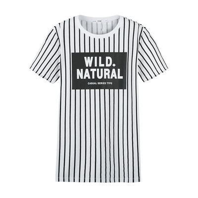 

Semir Semir short sleeve T-shirt summer lady striped print straight long t-shirt Korean version 12216000030 black&white tone M
