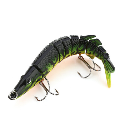 

1PC Design 9 секций Pike Fishing Lure 12.5cm / 19.5g Приманка для плавания Рыбалка приманка 4 # Hook Fishing Tackle