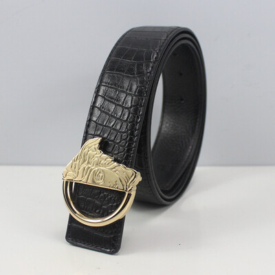 

Mens belt cowhide smooth buckle belt male quality goods business youth belt male cowhideK7