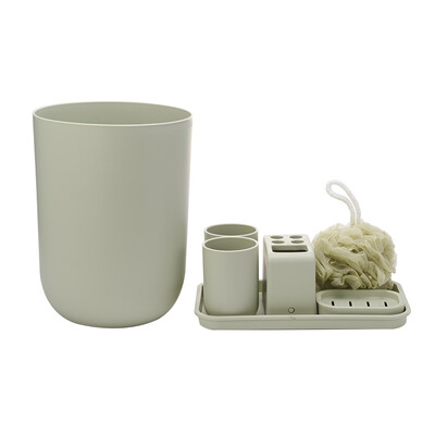 

Jingdong Supermarket Jia Bai mouthwash cup soap box bath flower trash can tray tray bathroom wash with 6 sets of light green