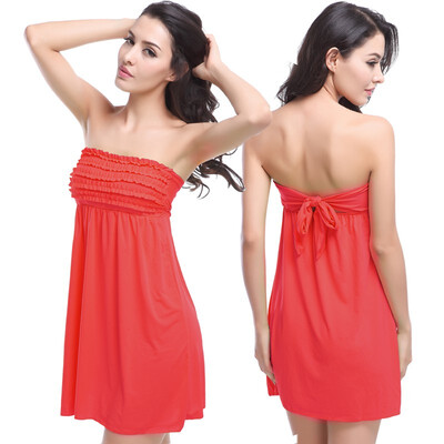 

New Arrival mini Ruffled Top tied Back Feminine Beach dress Sexy Bathing suit