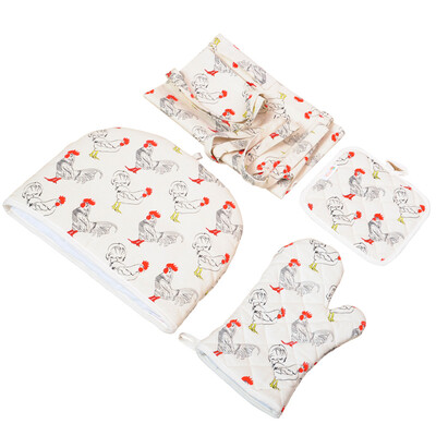 

Bao Yi Ni kitchen apron cover suit female anti-pollution anti-oil anti-oil insulation adult gloves gloves 4 sets of kitchen supplies DQTZ01