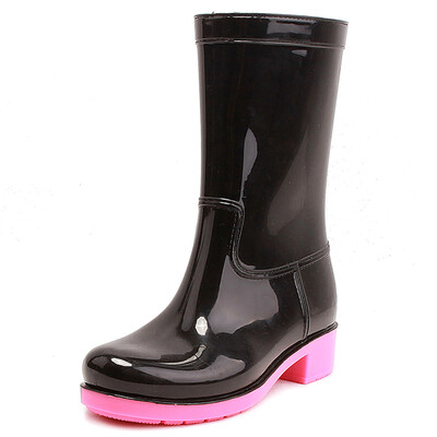 

Haitian Halteke rain boots in the tube fashion waterproof rain boots rubber shoes water shoes P001 black flour bottom 39 yards