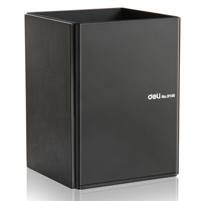

Deli deli metal steel desktop pen holder business office storage box black 9146