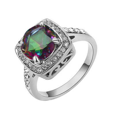 

Yoursfs® 18K Gold Plated Used Swarovski Crystal 15CT Emulational-Diamond Engagement Ring
