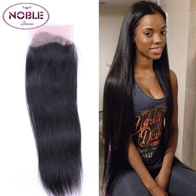 

Noble Queen Hair Straight Peruvian Virgin Hair 4X4 Free Part Lace Closure Natural Color 8-20 inch 100 Human Hair Free Shipping