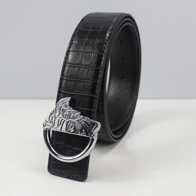 

Mens belt cowhide smooth buckle belt male quality goods business youth belt male cowhideK7