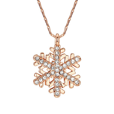 

Yoursfs18K RoseWhite Gold Plated Snowflake Necklace For Girls Crystal Snowflake Pendant Necklace for Women Sparkle Party Jewelry