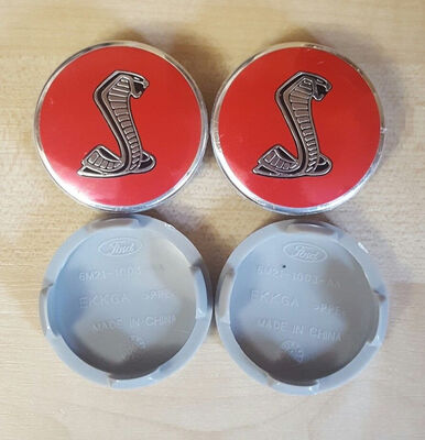 

4x 54mm RED SNAKE COBRA FORD FITS MOST NEW MODELS 54MM ALLOY WHEEL CENTRE CAPS