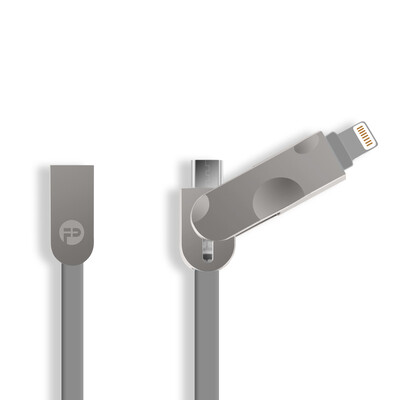 

POC-07 Anteno Apple Combo Data Line Zinc Alloy 1m Cell Phone Charging Line Power Cord Dark Gray