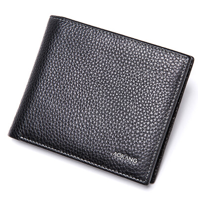 

Aokang Men's Wallets Head Cowhide Dolls Мужские мультикарты Мужские короткие рукава Куклы 8731705023 Черный