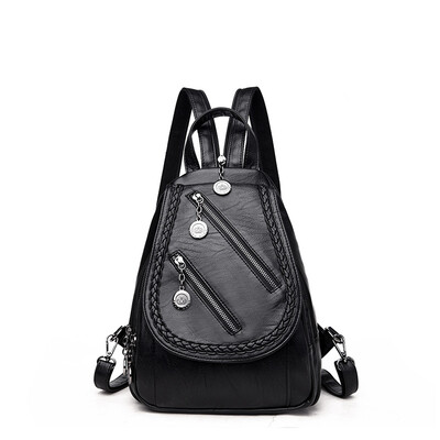 

Designer High Quality Genuine Leather Women Vintage Sheepskin Solid School Bags Mochilas Mujer 2017 Backpacks For Teenage Girls