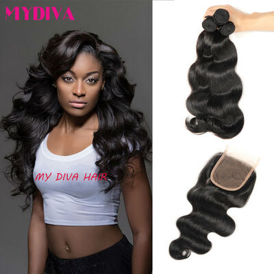 

8a grade 3 bundles peruvian Virgin Hair With Closure bloomy hair product body wave With Closure peruvian virgin hair body wave