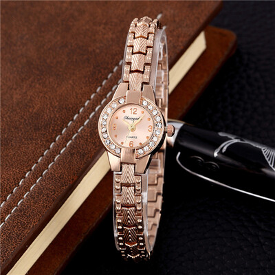 

Gold Watch Women Stainless Steel Bracelet Watches Fashion Casual Wrist Watches Rhinestone Clock
