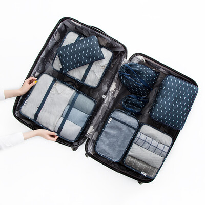 

Fatih travel storage bag set luxury gift box eight-piece luggage storage bag sorting bag travel luggage clothing clothes storage navy feathers