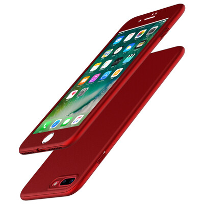 

ESCASE Apple 7 Plus mobile phone shell to send all-inclusive film drop shatter-resistant cover for Apple 7Plus / 5.5 inches China Red