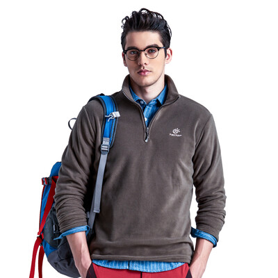 

TECTOP catching fleece outdoor thickening warm men&women catching fleece solid color stand collar half cardigan soft&comfortable catching fleece MZRY033 male khaki