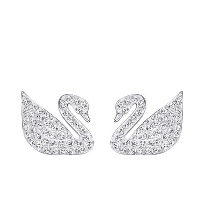 

SWAROVSKI Swarovski pavé transparent crystal texture swan stud 5161256