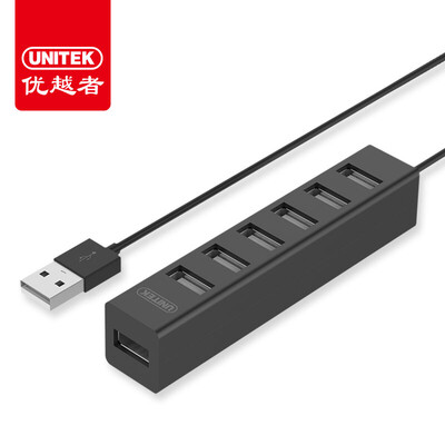 

Улучшенный человек (UNITEK) USB 2.0 высокоскоростной разветвитель 7 расширитель 0,3 м ноутбук множественным HUB Концентратор интерфейсный преобразователь Y-2160BBK