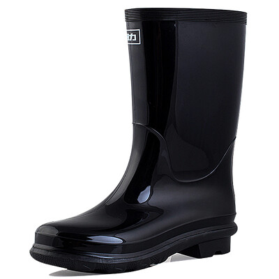 

Warrior rain boots mens high-tube waterproof non-slip rain boots outdoor rain boots shoes rubber shoes HXL838 black tube 41