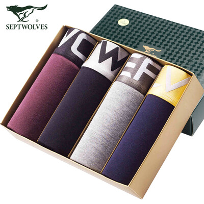 

Jingdong Supermarket seven wolves men&39s underwear men&39s blue essence sticky fiber breathable angle pants gift box D7002-4 XXL four