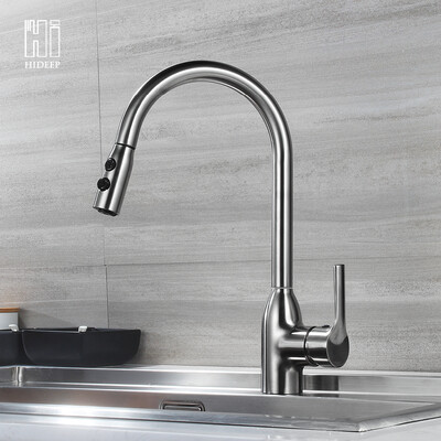 

HIDEEP Kitchen faucet brass Pull down hot and cold water faucet