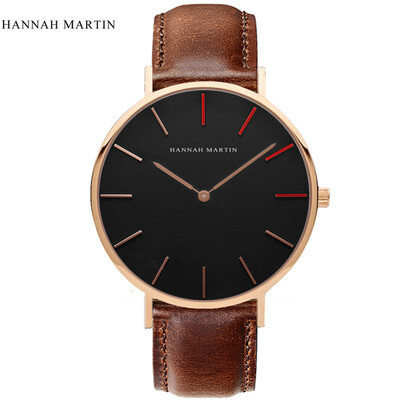 

Hannah Martin Luxury Brand Watches Men Women Neutral Casual Fashion Clock Leather Nylon Quartz Wrist watch