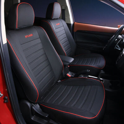 

Huashi Mitsubishi Outlander cushion Ou Lande all surrounded by seat cushion Four seasons universal seat cover seat cover modified Outlander special accessories 5 seat leather standard section - black red